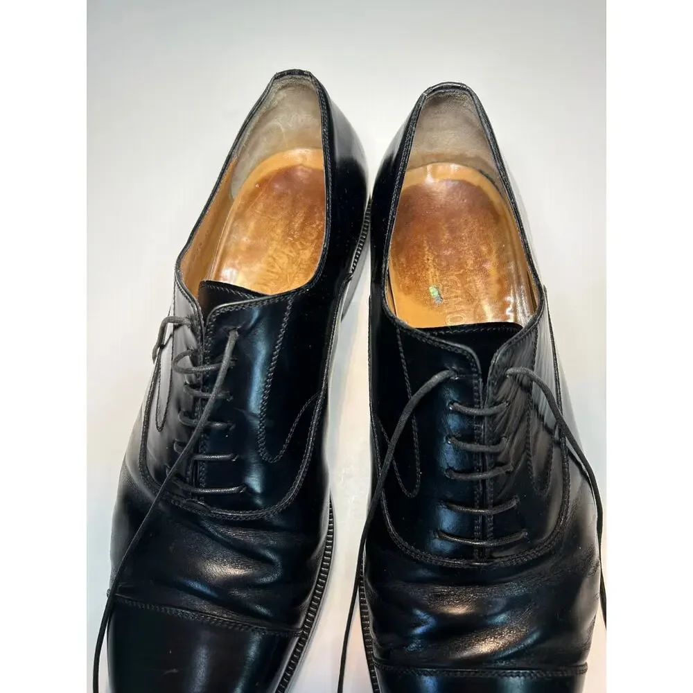 Salvatore Ferragamo Black Leather Cap Toe Oxford Dress Shoes Men’s 11 D Italy